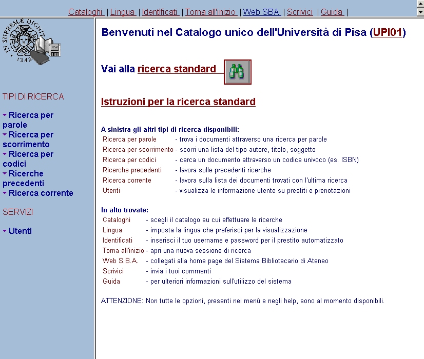 catalogo unico dell'università di pisa